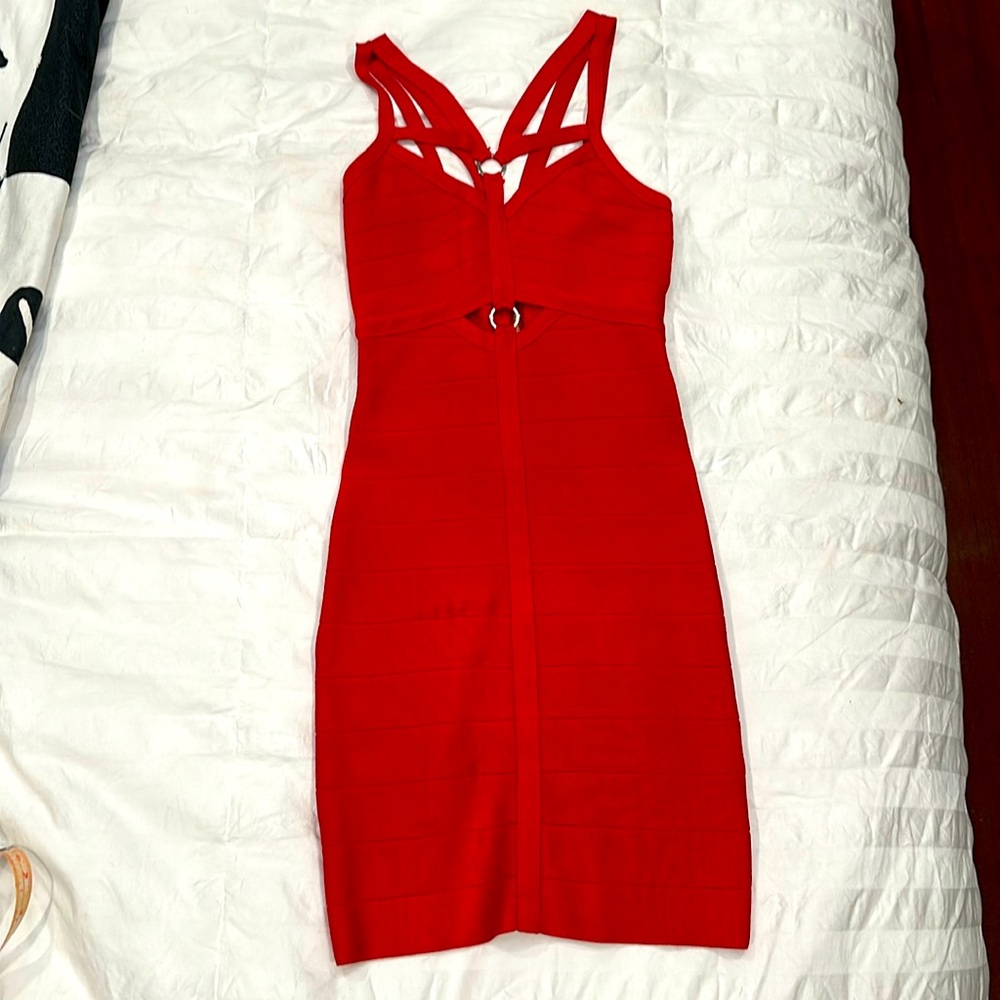 Vintage Bebe Red Bandage Dress